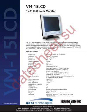 VM-15LCD datasheet  